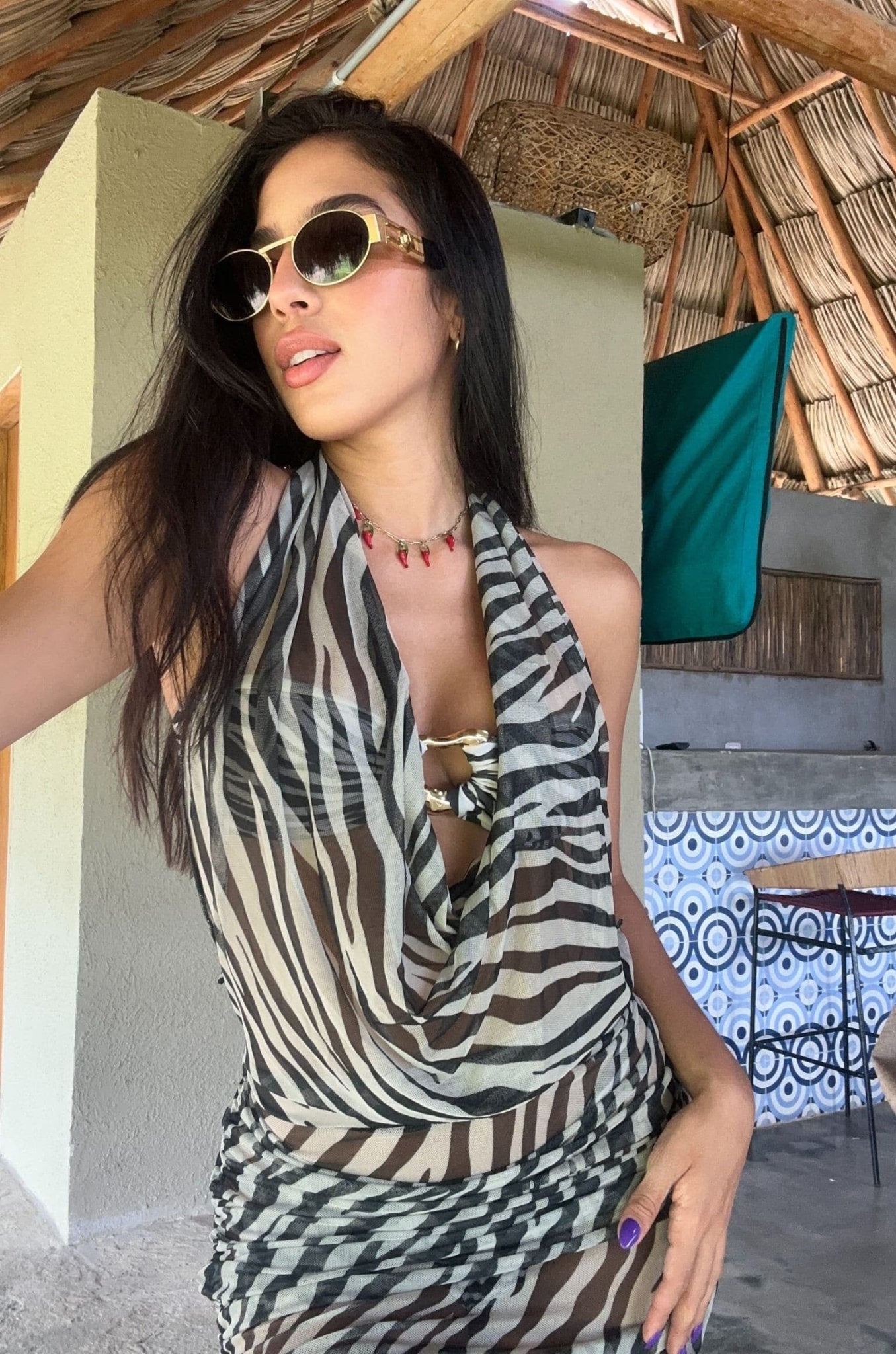 VESTIDO CORTO ARIEL (negro y zebra) - canelaswear