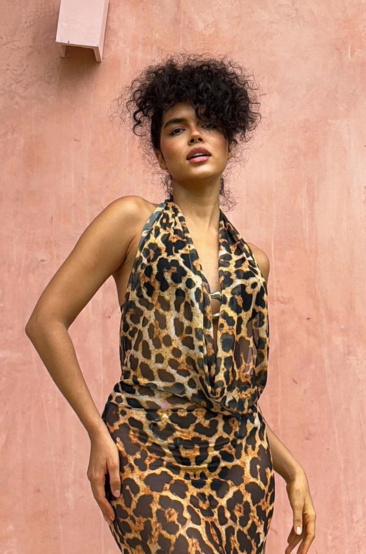 VESTIDO LARGO SIRENA (leopardo) - canelaswear
